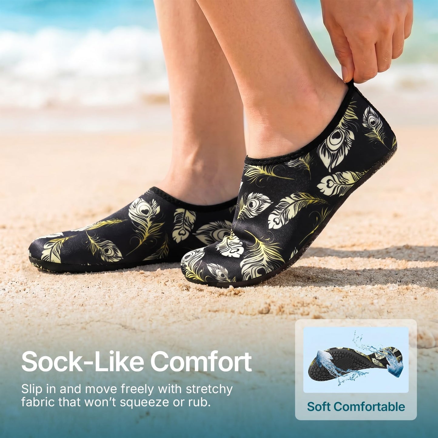 Water Shoes for Women Men Quick-Dry Aqua Socks Swim Beach Barefoot Yoga Exercise Wear Sport Accessories Pool Camping Must Haves Adult Youth Size 13-14Women/12-13Men