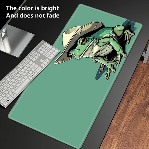 TCG Playmat Board Game Mat Plus 50 Pcs Card Sleeves, 24 x 14 Table Mats Game Mousepad with Soft Surface Non-Slip Base for MTG RPG CCG Trading Card Game Playmats, Green Frog