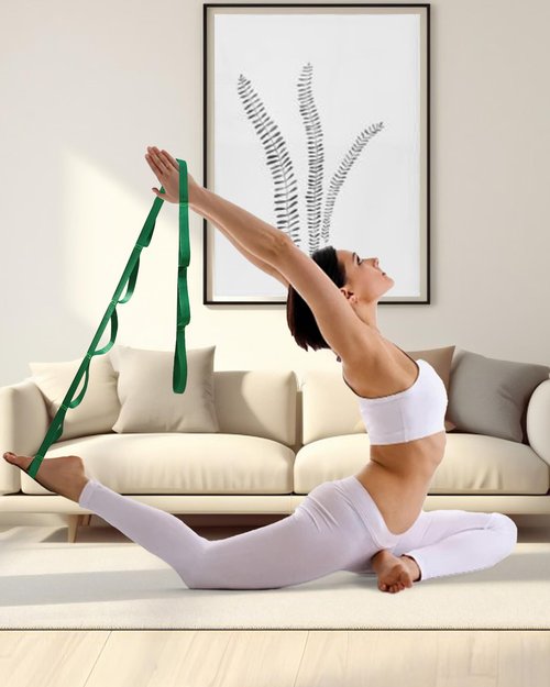 Stretching Yoga Strap for Physical Therapy, 10 Loops Yoga Straps for Stretching, Non-Elastic Stretch Bands for Exercise, Pilates, Gym, Stretch Strap for Women & Men