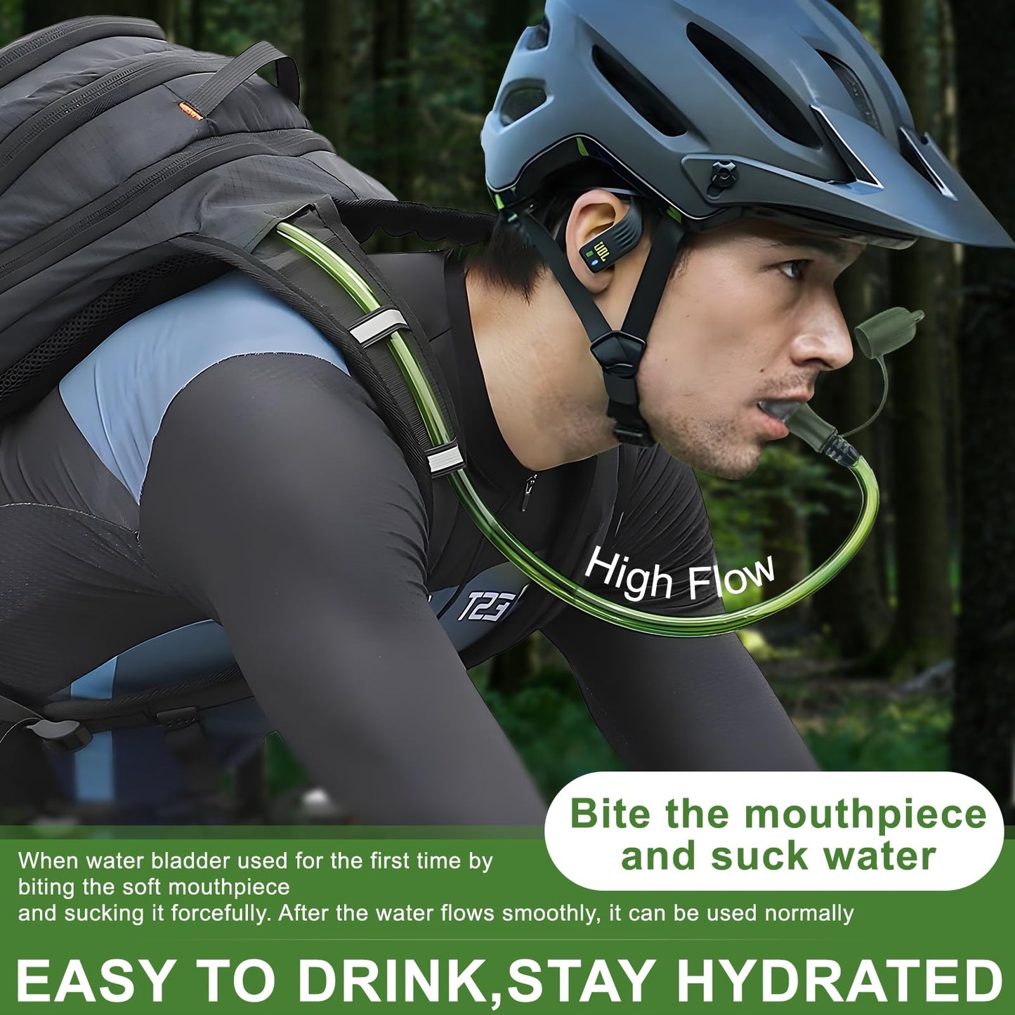 Hydration Bladder, 1.5L Water Bladder for Hiking Backpack, BPA-Free Leak Proof Water Reservoir Storage Bag, Water Pouch Hydration Pack Replacement for Camping Cycling Running, Military Green