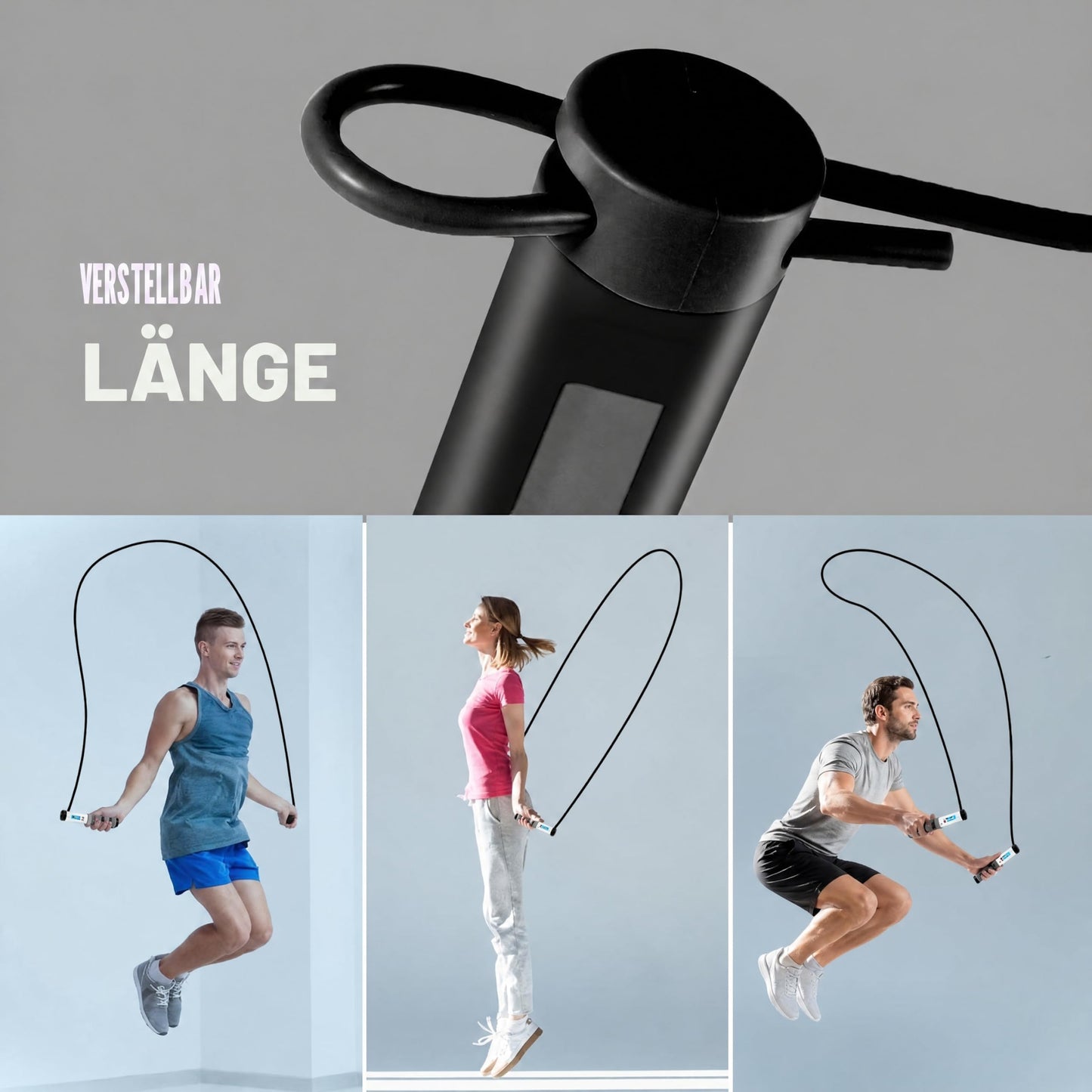 Jump Rope, Digital Weighted Handle Workout Jumping Rope with Calorie Counter for Training Fitness, Adjustable Exercise Speed Skipping Rope for Men, Women, Kids, Girls (Black)