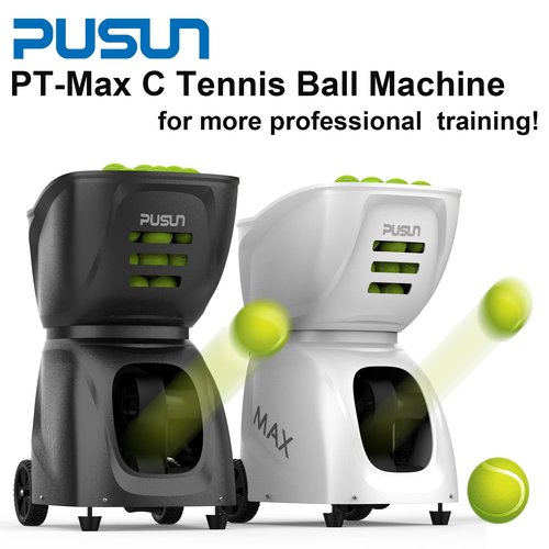 Tennis Ball Machine, High-Capacity, App-Controlled, Easy-to-Use, Adjustable Speed, Long Battery Life, Portable Training Equipment for Solo & Team Practice – Beginners to Pros (PT-MAX C)