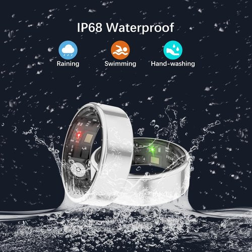 Smart Health Rings for Women Men, Fitness Tracker with Heart Rate, Blood Oxygen, HRV, Sleep Tracker, Step Tracker, No Subscription Fee, IP68 Waterproof Smart Ring for iphone & Android (Silver 10#)