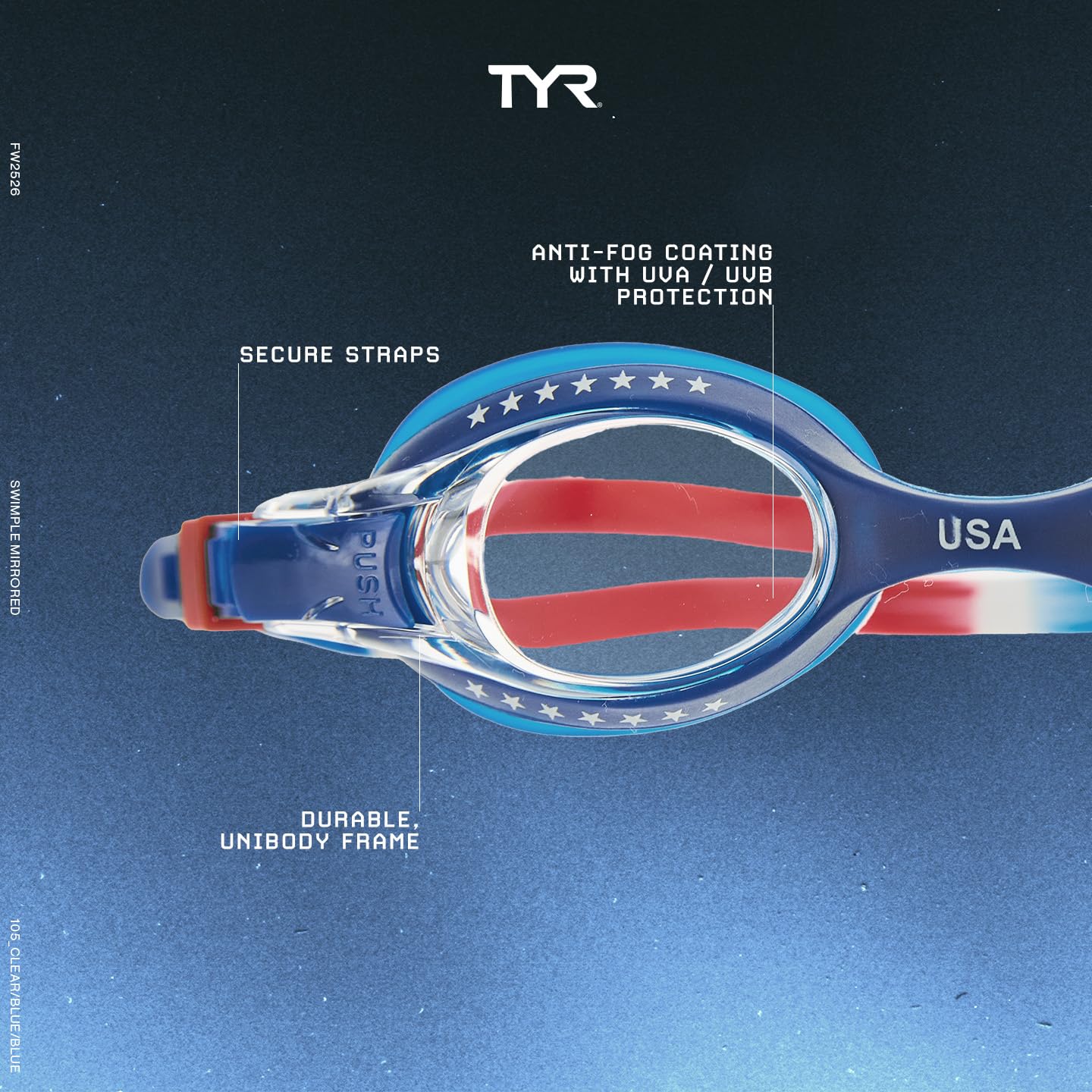 TYR Kids' Swimple Goggles - Colorful Swim Goggles for Beginners, Red/Navy