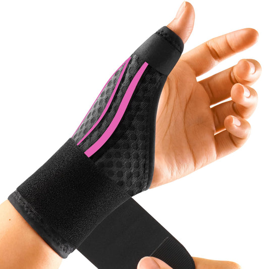 FREETOO Stable Thumb Brace Right Hand Left Hand for Arthritis Pain and Support, Thumb Splint for Trigger Thumb, Wrist Brace with Thumb Support for Tendonitis, De Quervains Tenosynovitis,Pink Right M