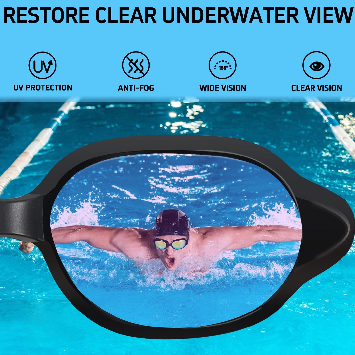 ITOWE Swim Goggles Swimming Goggles for Adult Men Women Youth Mirrored, Pool Water Swim Goggles Black Anti Fog UV Protection Soft Silicone Large Frame Design Beach