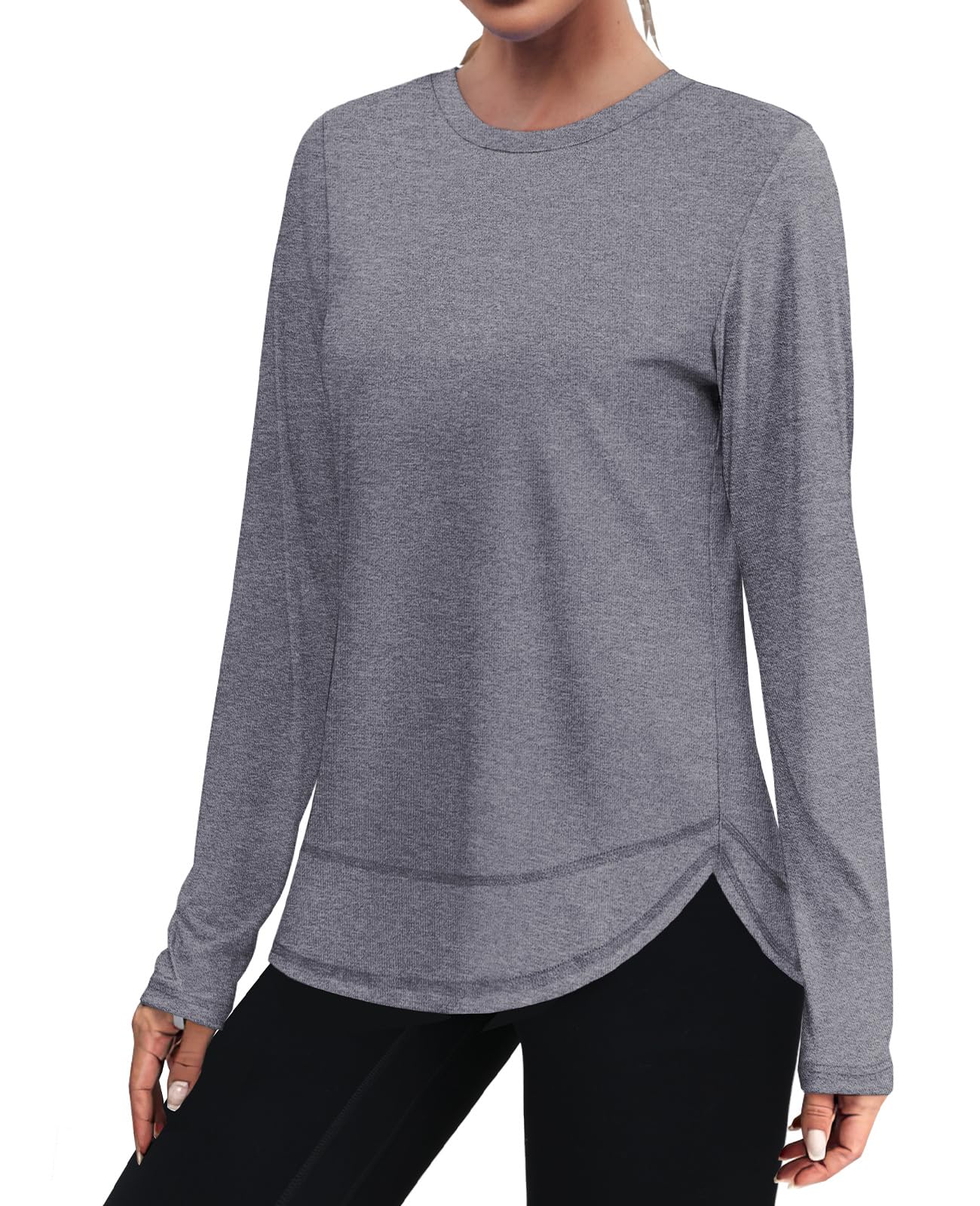 Sun Protection Clothing Women Workout Tops Gym Ropa Deportiva para Mujer‌ Yoga Columbia Fishing Shirts Tennis Lightweight Sweatshirt Thumbholes Grey XL