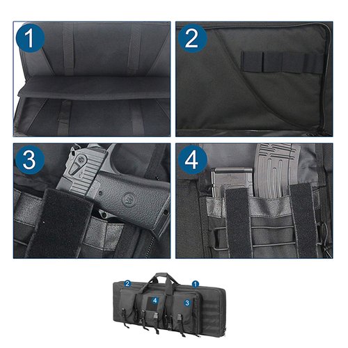 ZSearARMY Double Rifle Bag Firearm Transportation Long rifle Case Outdoor GUN Cases Water Dust Resistant Gun Bag for Tactical, Hunting, training, CS,Available Length in 42" Black