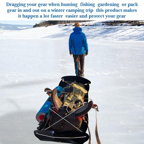 Lanathel Deer Drag Sled, Heavy Duty Dead Sled Deer Drag, Multi-Purpose Utility Sled for Hauling Deer Hunting, Fire Wood, Ice Fishing & Camping Hunting Gear, with Pull Rope & Storage Bag, Easy to Carry