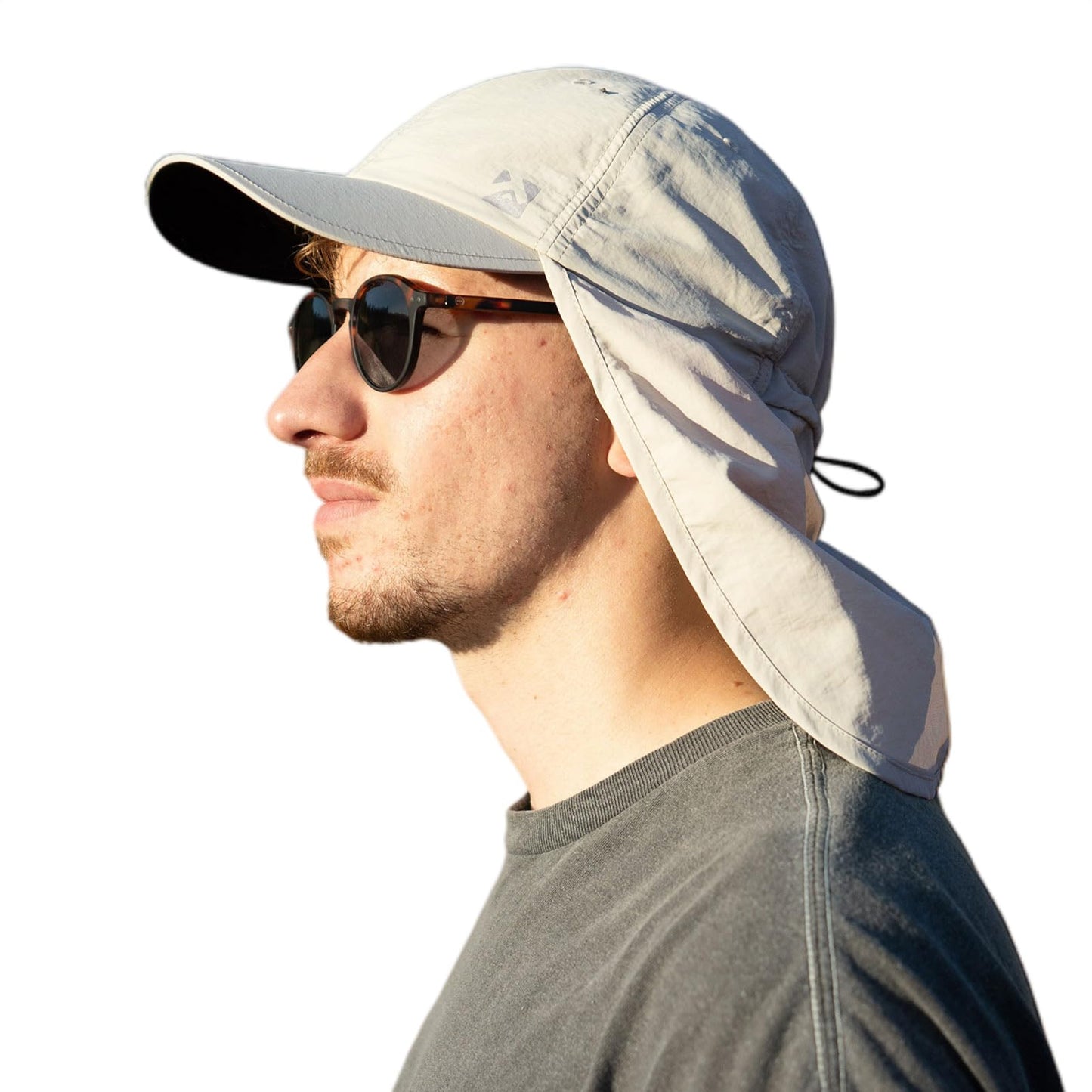 Men's UPF 50+ Waterproof Baseball Sun Cap with Neck Flap, Grey L/XL