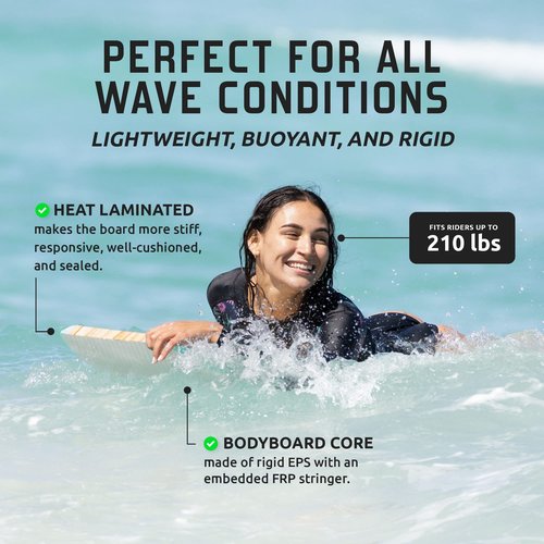 THURSO SURF Quill 42'' Bodyboard Body Boards Perfect for Kids and Adults for Beach and Pool Fun Lightweight & Durable EPS Core Ideal for Wave Riding and Bodyboarding Turquoise