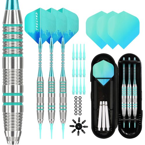 Lavishio Soft Tip Darts Sets - Soft Tip Darts for Electronic Dartboard Plastic Tip Darts Set with Aluminum Shafts + Extra 3 Dart Flights 3 Replace Plastic Shafts (Blue-Green)