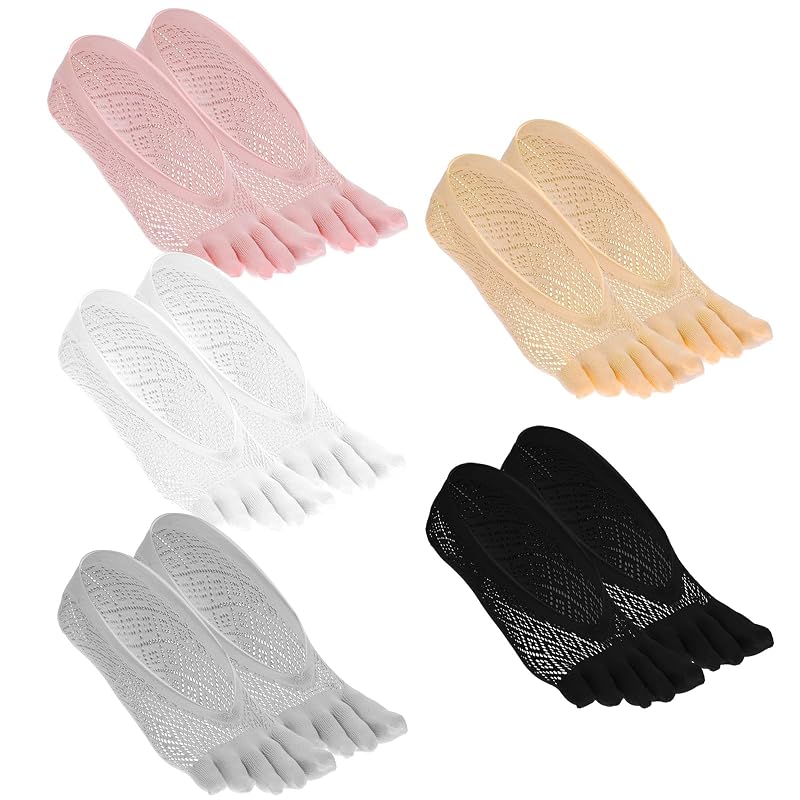 Toe Socks for Bunions, 5 Pairs Five-Finger No-Show Compression Sock Set