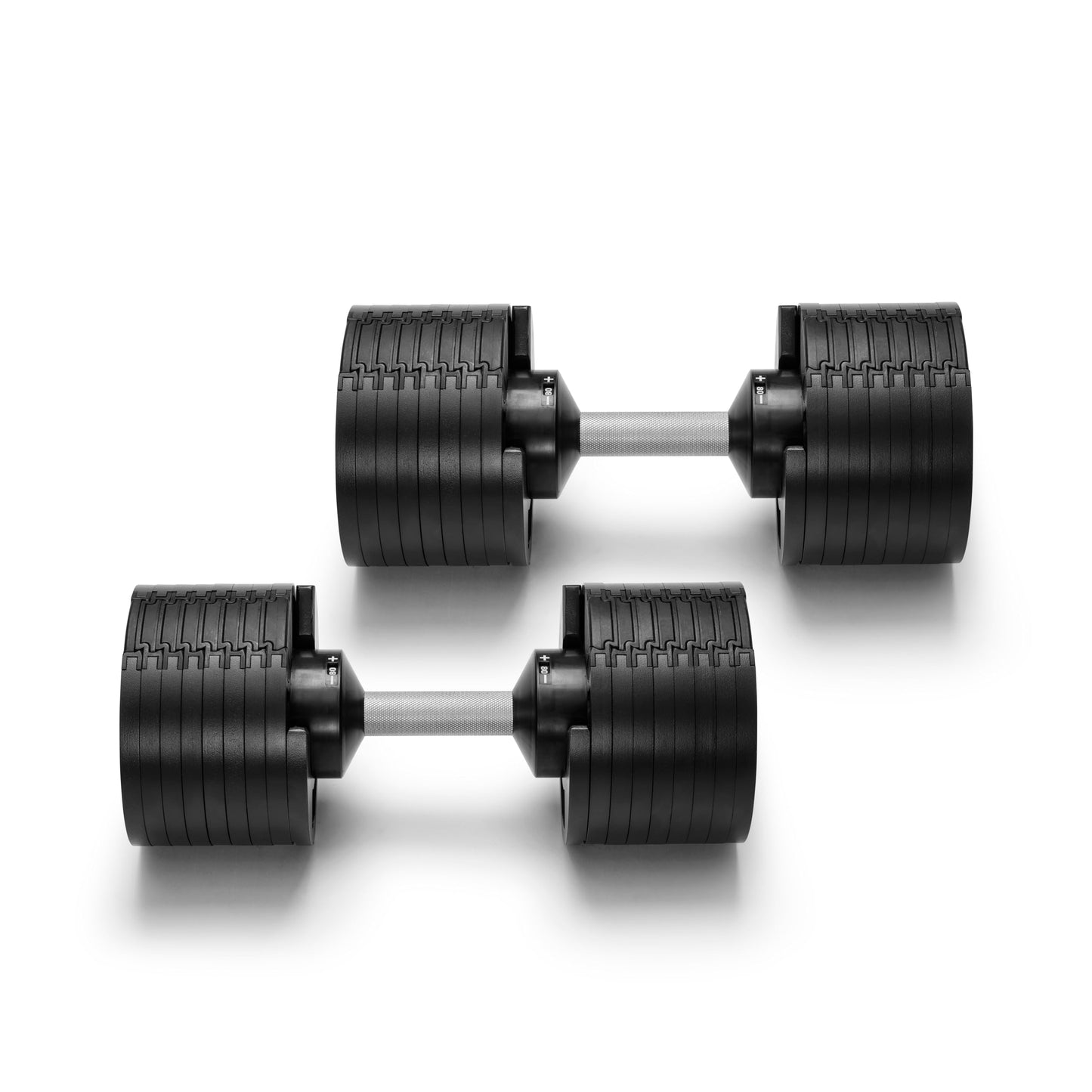 NÜOBELL® Adjustable Dumbbell Set for Home, 5-80 LB, Twist Lock 2024-25 Model, Classic Silver, 2 x 80 lb ea Dumbbell (Pair)