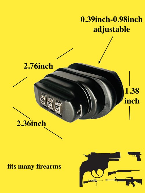Lockforall Gun Trigger Lock, 3 Digit Set Own Combination Lock Password- Universal Fits with BB Gun Firearms Shotgun, Handgun, Pistol. (Black*2 Pack)