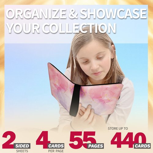 Card Binder 4 Pocket, Trading Card Binder 440 Pockets with Removable Sleeves, Zipper Card Book Album Holder[PROTECTIVE][PLEASANT TOUCH SURFACE]