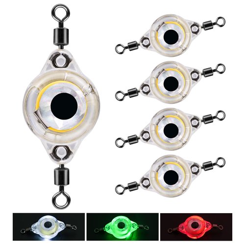 DUNKTEAM Deep Drop Underwater Fishing Lure Light, Fish Eye Lighted Bait, Deep Sea LED Fishing Lures Kit, Underwater Flasher Lures 5PCS