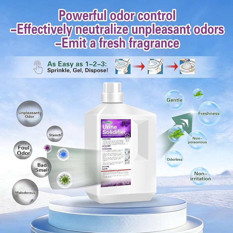 Snowlily Pee Powder 1.8lb - Liquid Gel Urine Solidifier & Portable Camping Toilet Deodorizer