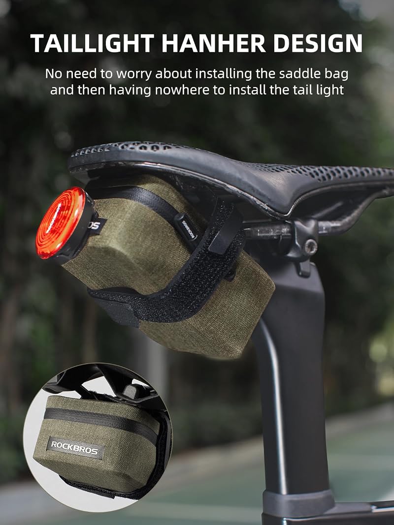 RockBros 0.4L Bike Saddle Bag Khaki Waterproof Ultra Small