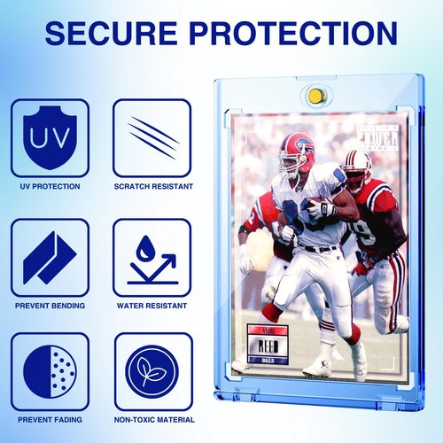binirin 25PCS Magnetic Card Holders with U-V Protection | 35pt Hard Plastic Card Protectors for Trading Cards, Baseball, Sports & Game Cards | Reusable Display Case with Secure One-Touch Closure