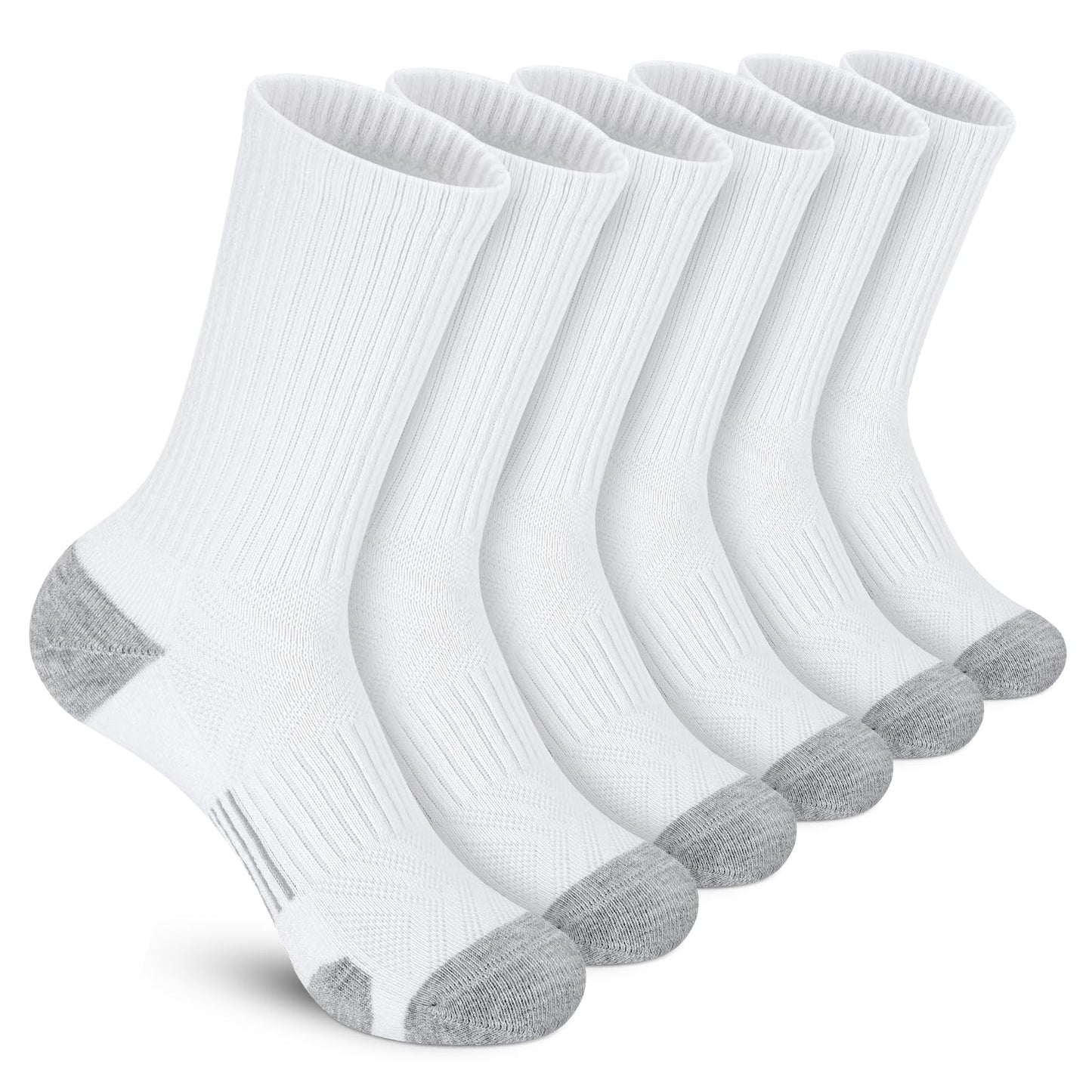 Felicigeely Athletic Crew Socks Cushion Running Socks Performance Breathable Sports Socks for Men (US, Numeric, 9, 12, Regular, Regular, White)