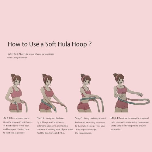 Weighted Soft Spring Hula Hoop for Adults – 3.3lb Foldable Fitness Hoop, Waist-Friendly Design, Portable Slimming Exercise Equipment for Home and Travel（Upgrade to Fully Enclosed Silent Version）