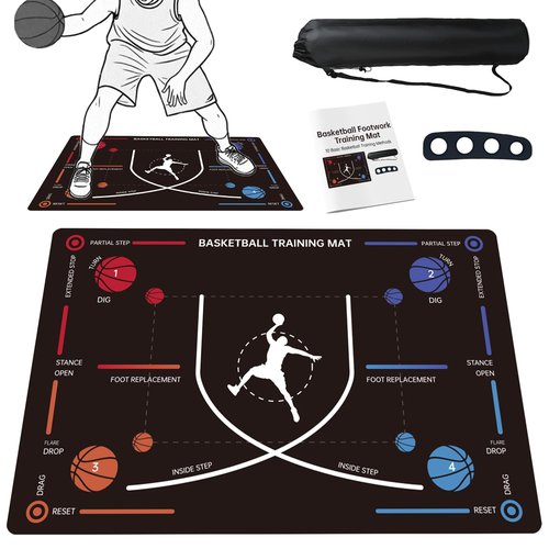 ZVD Portable Basketball Training Mat - Non-Slip Footwork Agility Mat for All Ages & Skill Levels, Durable Basketball Footwork Training Equipment to Improve Speed, Strength, Coordination