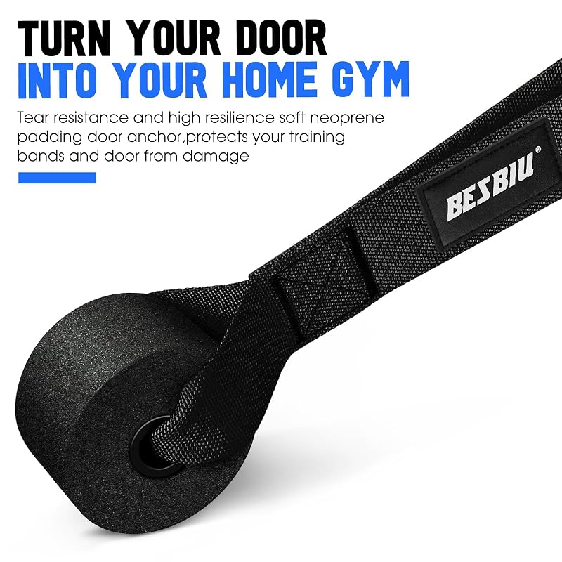 Heavy Duty Resistance Bands Set 300LBS with Handles, Door Anchor, Ankle Straps - Black 300LBS