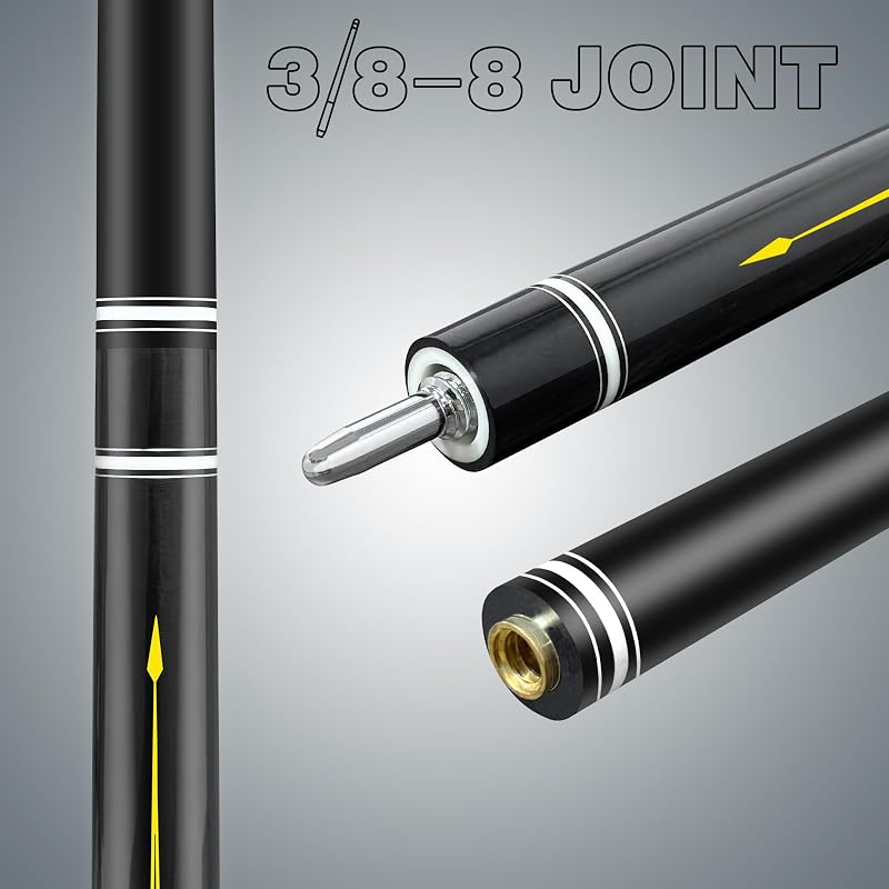 HomeSeason 58in 21oz Fiberglass Pool Cue with 8.3in Extension, Leather Case - 12.5mm Tip, Low-Deflection
