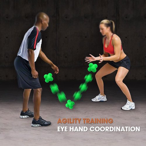 AIRLAXER Reaction Ball,Reflex Ball for Hand Eye Coordination Training,2.83 inch,Pack of 3-Orange,Yellow,Green