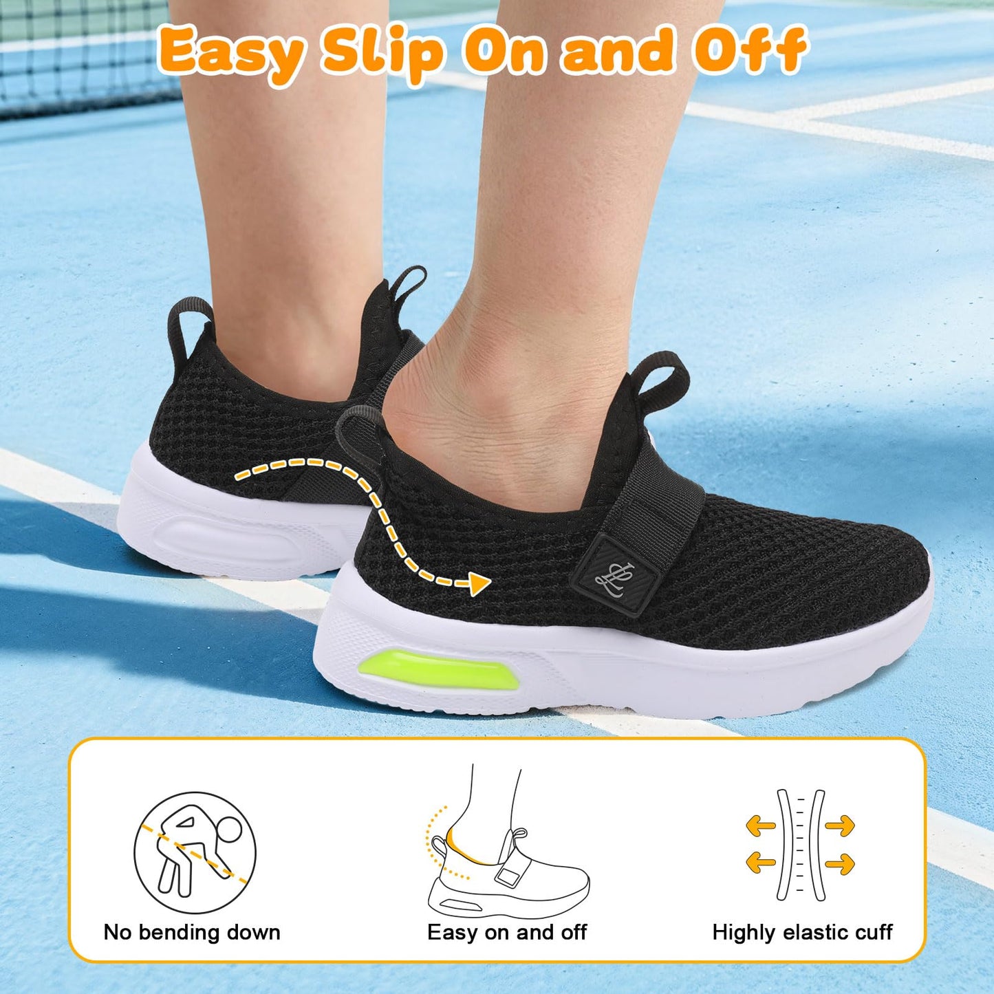 LeIsfIt Kids Shoes Boys Girls Sneakers Unisex Kids Lightweight Slip on Tennis Shoes Athletic Running Sneakers Black 11 Little Kid