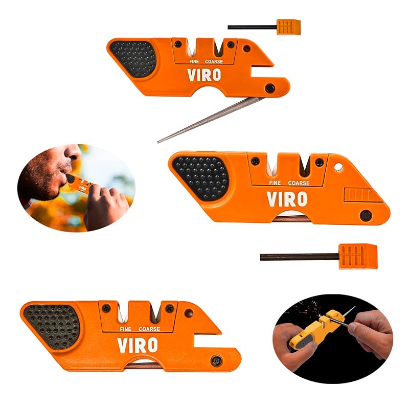 Viro 6-in-1 Pocket Knife Sharpener & Survival Tool - Orange