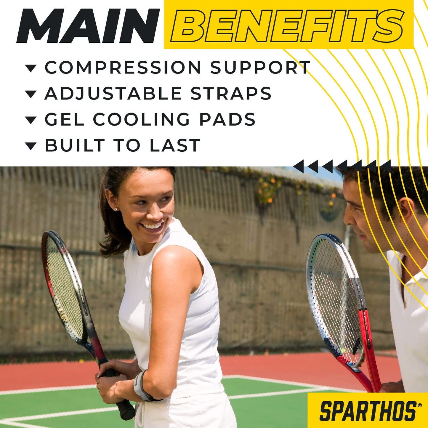 Sparthos Tennis Elbow Brace (Pack of 2) - For Tendonitis, Forearm Pain, Golf Elbow Support - Arm Strap Band with Gel Compression Pad - for Men and Women