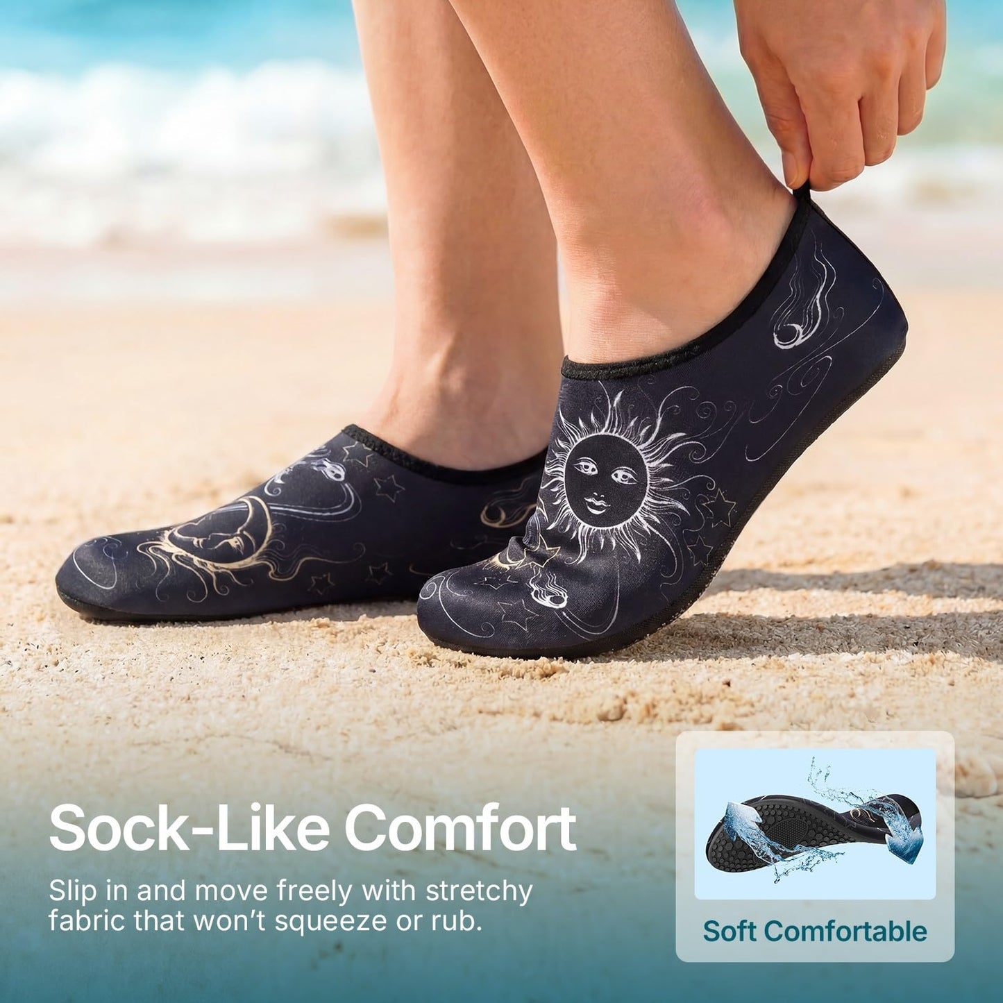 Water Shoes for Women Men Quick-Dry Aqua Socks Swim Beach Barefoot Yoga Exercise Wear Sport Accessories Pool Camping Must Haves Adult Youth Size 7-8Women/6-7Men