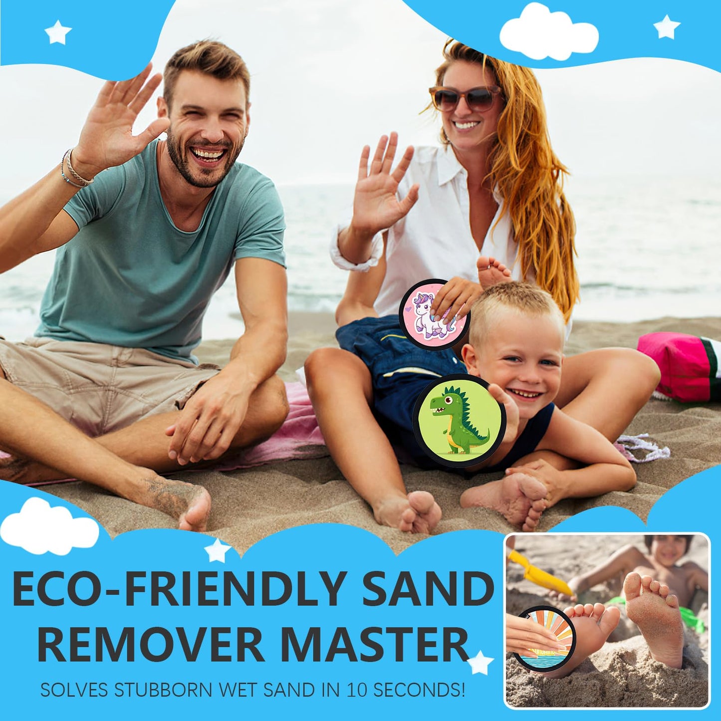 Antfuny Beach Sand Remover Sand Mermaid Eraser Brush Wipe Mitt Family Women 2026 Summer Beach Vacation Essentials Hawaii Honeymoon Accessories European Costa Rica Bahamas Trip Must Haves Cruise Ship