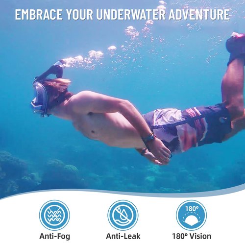 Tizikcon 2025 Electric Full Face Snorkel Mask Adult, Snorkeling Gear for Adults with 180 Panoramic View and Latest Dry Top System, Patented Airflow System with Fan Assistance, Anti‑Leak & Anti‑Fog (L)