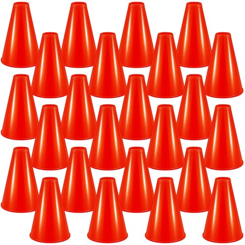 Woanger 24 Pieces Cheer Megaphone for Party Favors Sports Cheers Party Noisemaker Toys Plastic Megaphone for Party Sports Match Game Outdoor Activities (Red)