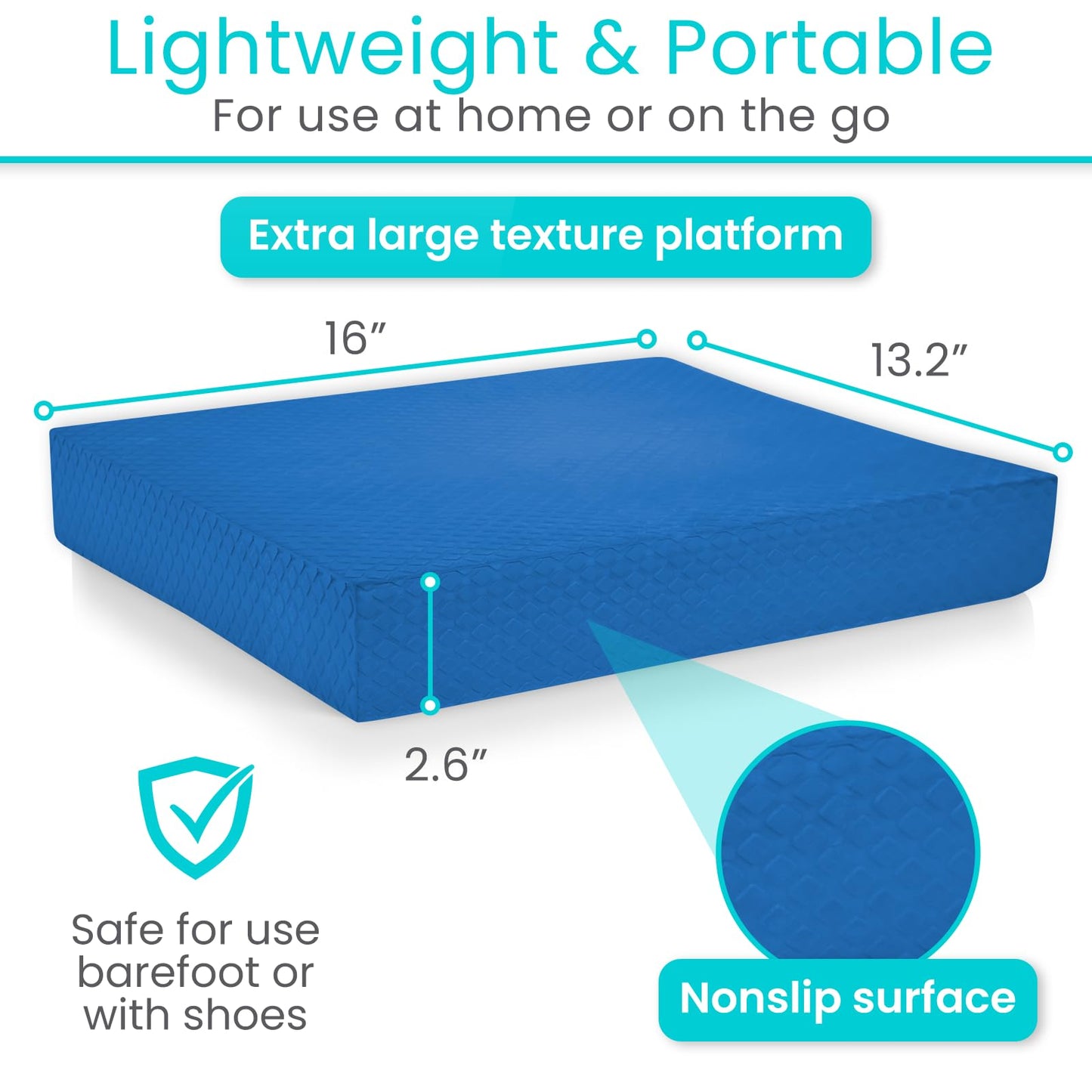 Vive Balance Pad - Foam Large Yoga Mat Trainer for Physical Therapy, Stability Workout, Knee and Ankle Exercise, Strength Training, Rehab - Chair Cushion for Adults, Kids, and Travel