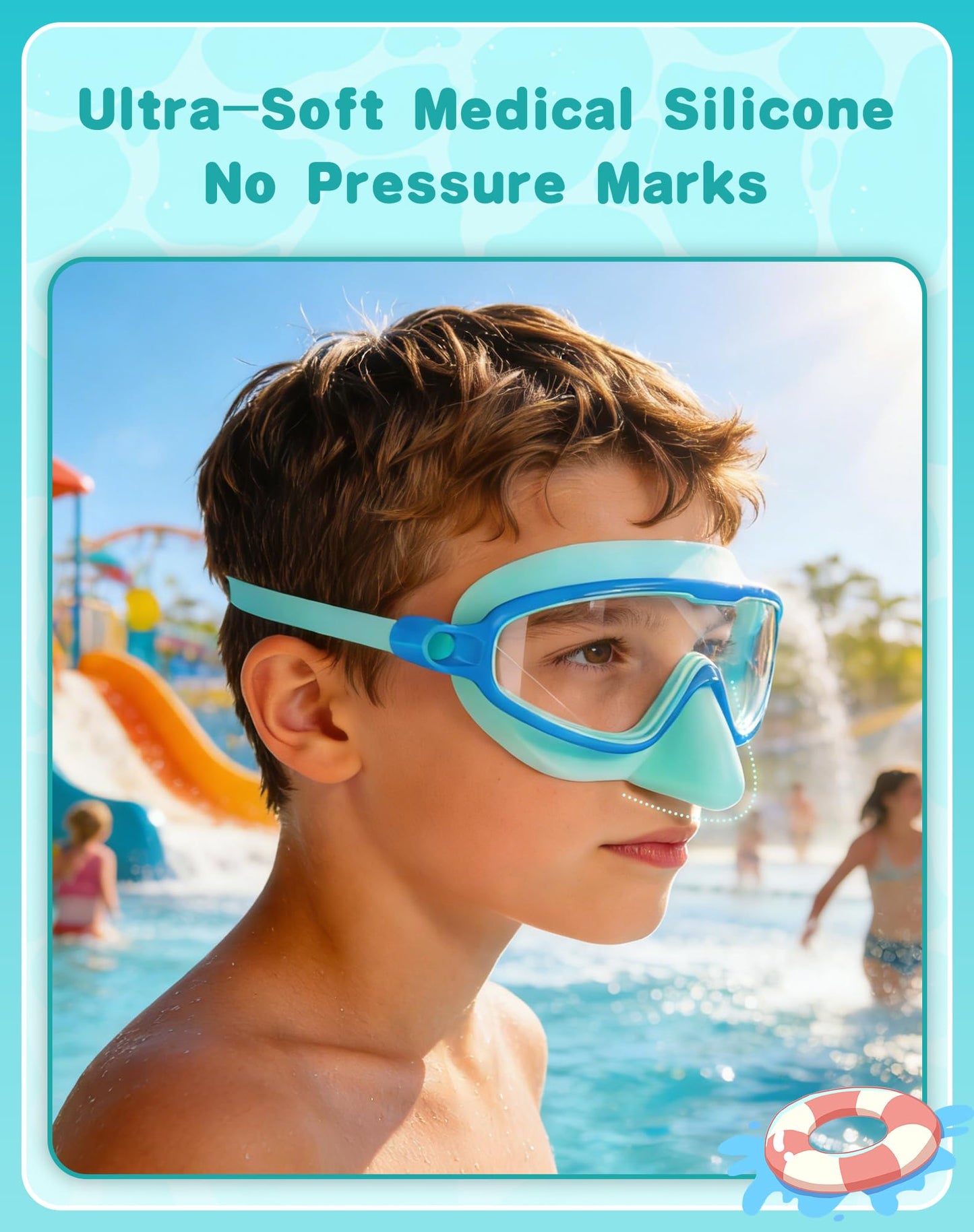 Aegend 2 Pack Kids Swim Goggles with Nose Cover Age 3–14, Anti-Fog UV Protection No-leak, Comfortable Swimming Goggles Pool for Boys & Girls