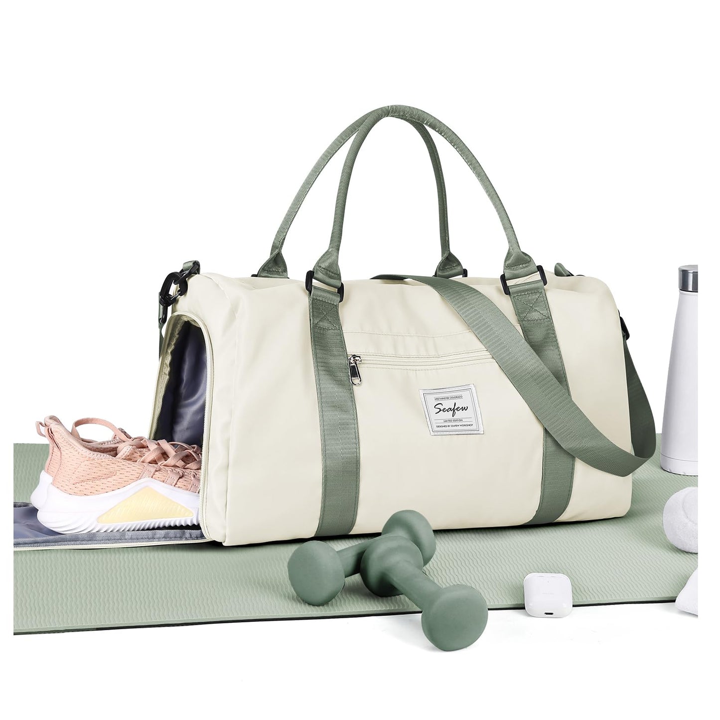 Gym Bag Womens Mens with Shoes Compartment and Wet Pocket Travel Duffel Bag for Women for Plane Sport Gym Tote Bags Swimming Yoga Waterproof Weekend Overnight Carry on Bag Hospital Holdalls