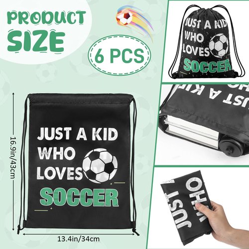 Reallnaive 12 Pcs Soccer Party Favors 24 oz Soccer Gift Water Bottle with Drawstring Bag Set Goodie Bags for Sports Team Gifts Birthday Decoration