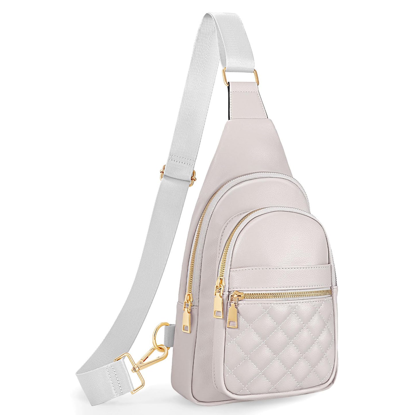 JASGOOD Sling Bag for Women Crossbody Leather Anti-theft Fanny Packs Chest Bag Sling Backpack for Fashion Travel,Light Gray