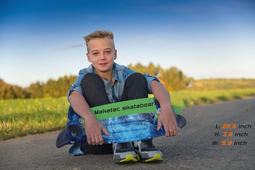 Skateboards Complete Mini Cruiser Retro Skateboard for Kids Boys Youths Beginners 22 Inch(The Starry Sky)