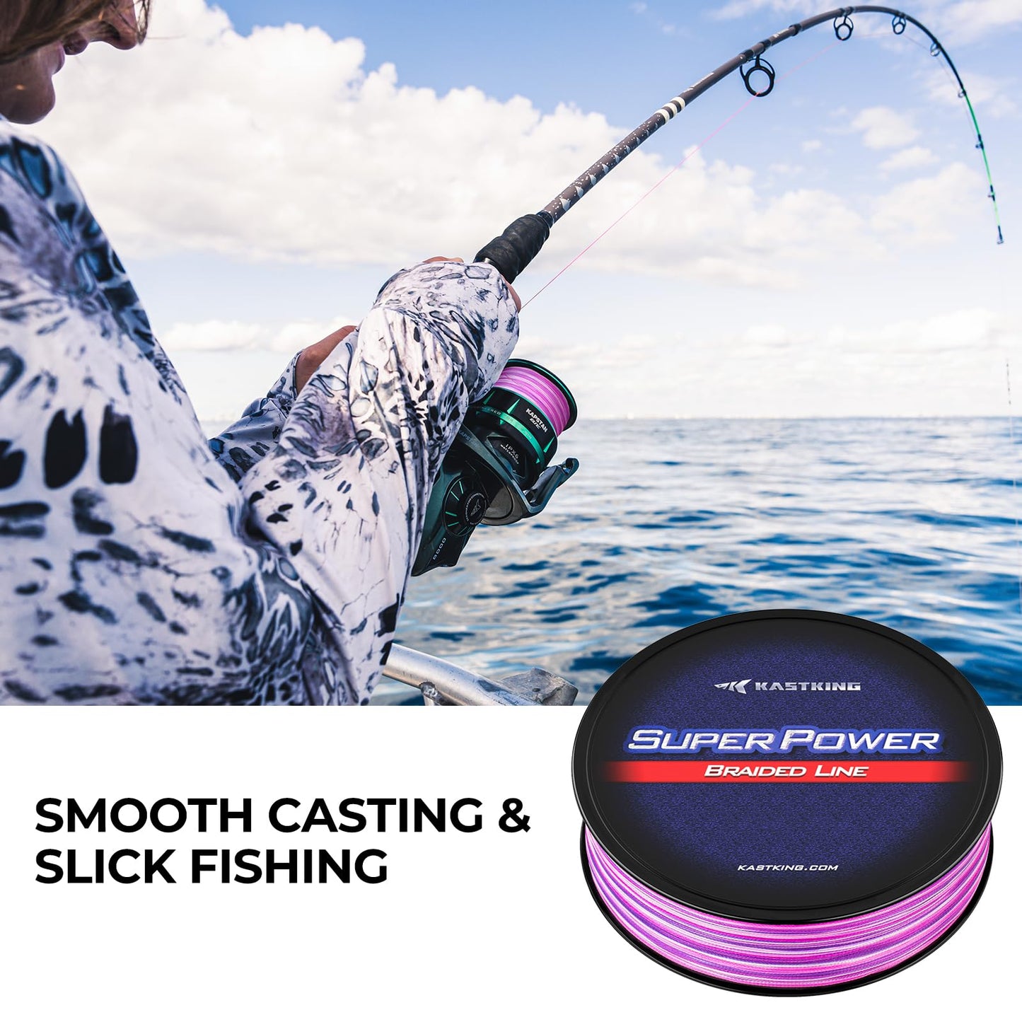 KastKing Superpower Braided Fishing Line, Black, 50LB, 150 Yds