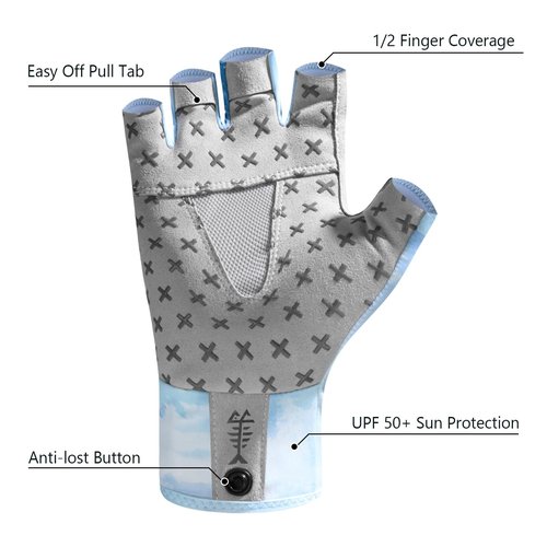 BASSDASH Unisex UPF 50+ Half Finger Sun Gloves Fingerless Breathable UV Protection for Fishing Hiking Kayaking Rowing FG02
