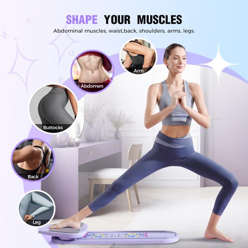 Pilates Reformer, Foldable Pilates Board, 7-in-1 Multi-Function Pilates Equipment, Home Pilates Set, Full Body Workout, Universal Portable Gym Equipment for Core Strength and Pilates Training (Purple)