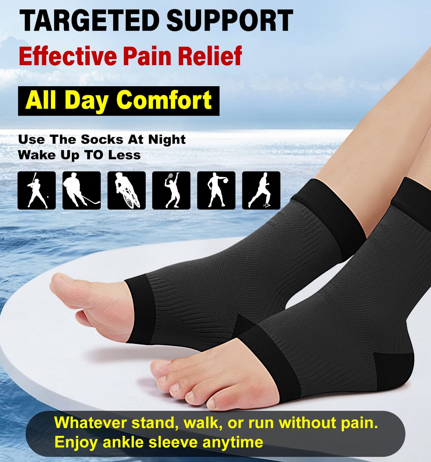 KEKING Ankle Brace Compression Sleeve – Plantar Fasciitis & Achilles