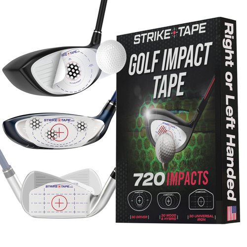 STRIKEPRO StrikeTape Golf Impact Tape. Right or Left Handed Clubs, Golf Impact Stickers fit All Drivers/Hybrids/Irons. Simple Swing Analysis for 720 Golf impacts.