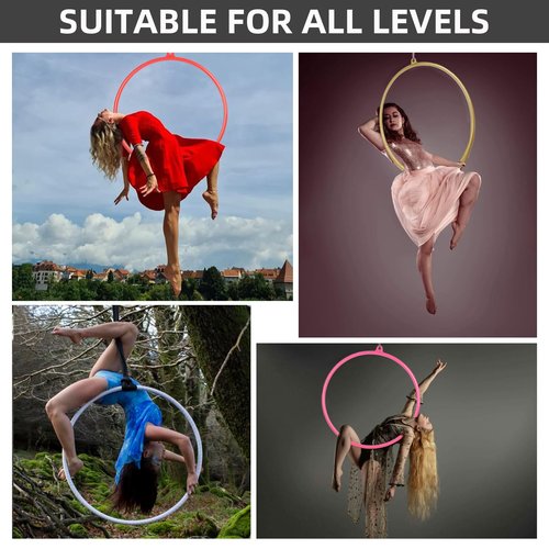 PRIOR FITNESS Aerial Hoop Set - Professional Circus Lyra Kit With Complete Rigging Hardware, Acrobatics Equipment Hanging Rings for Home, Yoga Dance Sling
