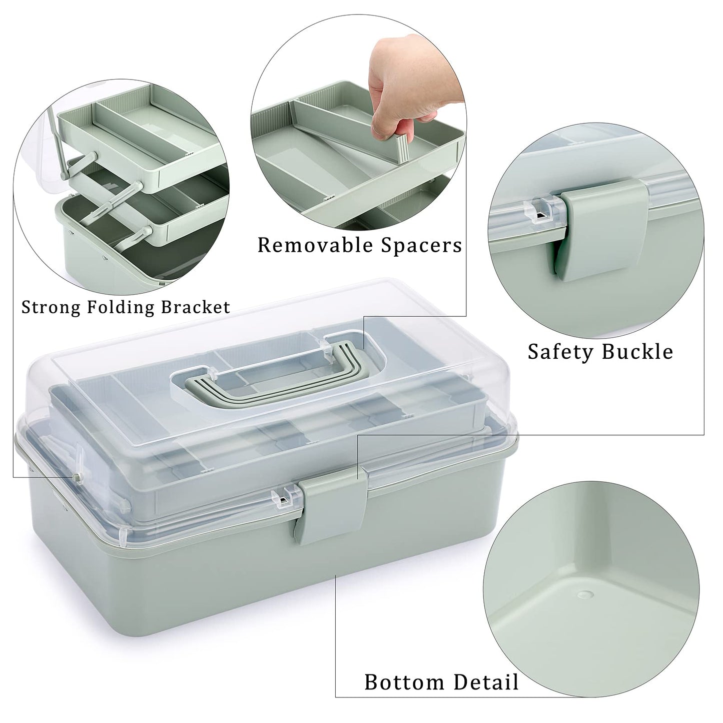 BTSKY 3-Layer Plastic Dividing Storage Box Craft Organizer and Storage